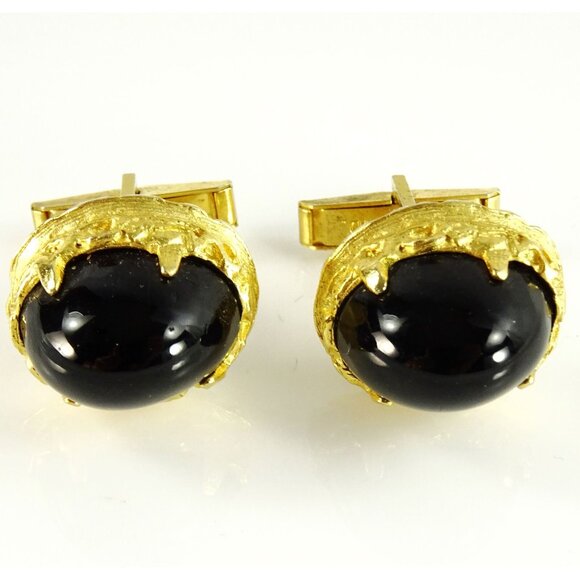 Vans Authentics Vintage Cufflinks Chunky Boho Hippie Black Stone - Picture 2 of 6